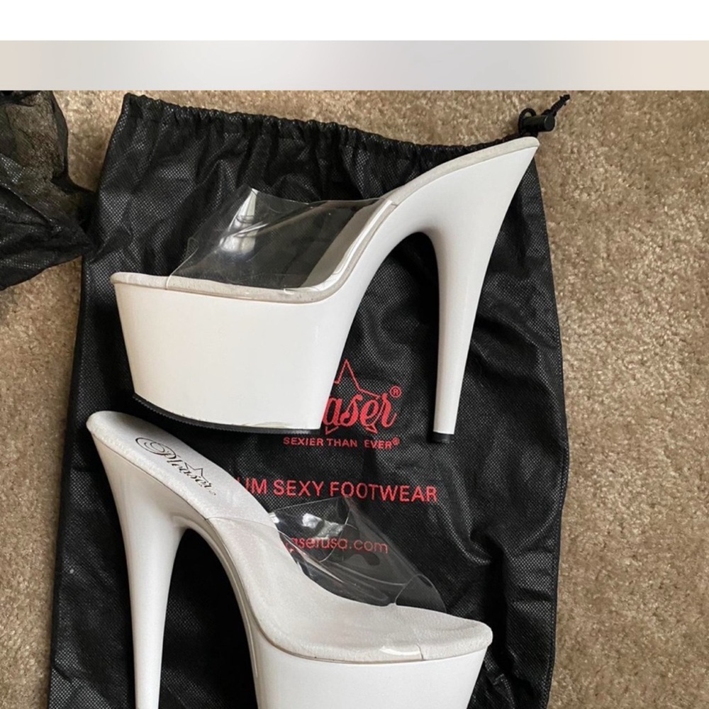 Pleaser Clear and White Platform Heels